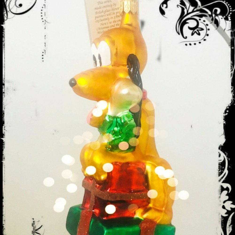 SOLD! Authentic Christopher Radko Disney NOEL PLUTO Handmade Glass Ornament BOX! - Picture 1 of 9